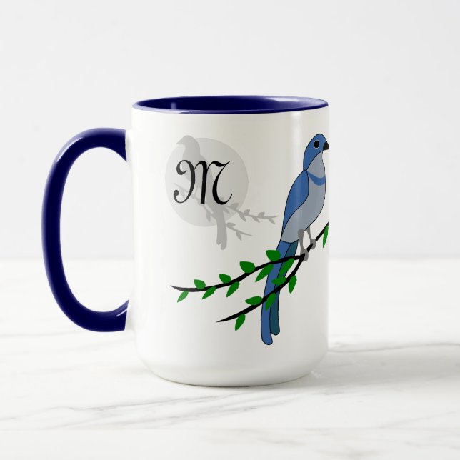 Florida Scrub Jay Monogram Mug (Left)