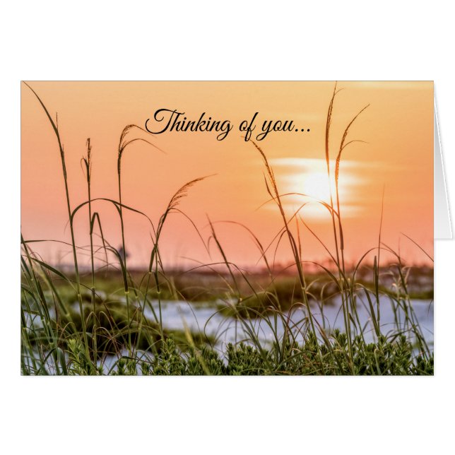 Florida Sea Oats Sunrise Thinking of You Card (Front Horizontal)