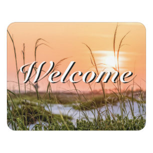 Florida Sea Oats Sunrise Welcome Door Sign