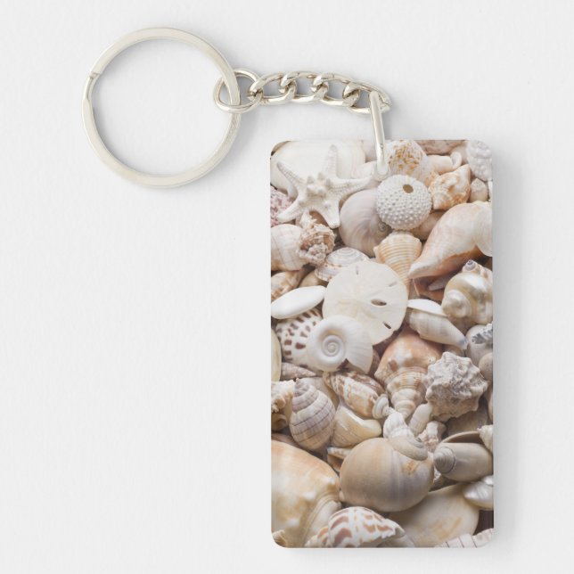 Florida Sea Shell Background - Beach Shells Custom Keychain (Front)
