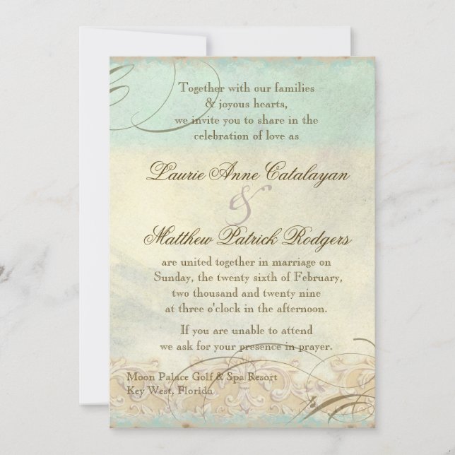 Florida Sea Turtle Modern Coastal Ocean Beach Invitation (Front)