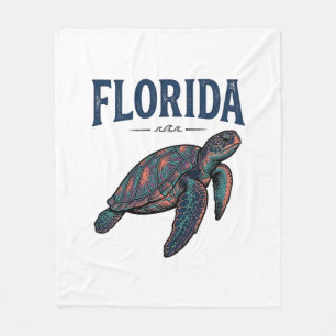 Florida Sea Turtle Vintage Engraving Graphic_1 Fleece Blanket