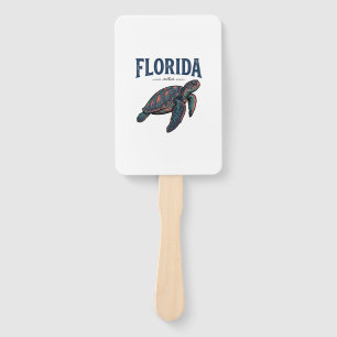 Florida Sea Turtle Vintage Engraving Graphic_1 Hand Fan