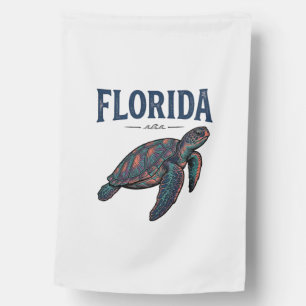 Florida Sea Turtle Vintage Engraving Graphic_1 House Flag