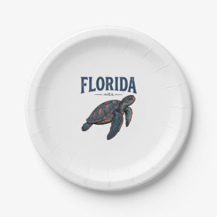 Florida Sea Turtle Vintage Engraving Graphic_1 Paper Plates