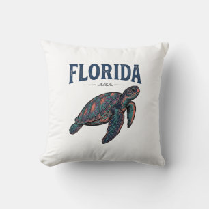 Florida Sea Turtle Vintage Engraving Graphic_1 Throw Pillow