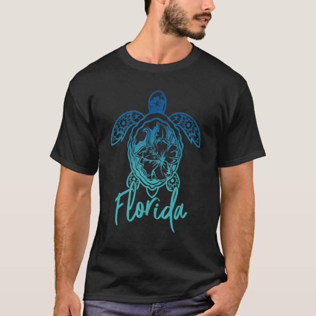 Florida Sea Turtles Florida Marine Turtle Flower T T-Shirt (Front)