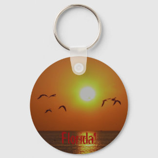 Florida! Seagulls in Gulf Sunset Keychain