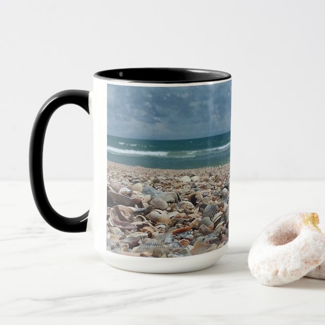 Florida Seashell Atlantic Ocean Beach Photo Mug (With Donut)