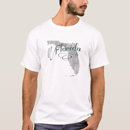 Florida Shaped Vintage Typography Floridan Grey T_Shirt