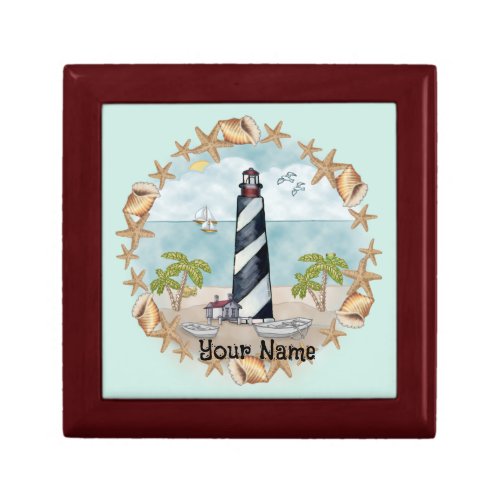 Florida Shells Lighthouse custom name Gift Box