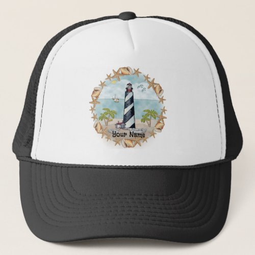 Florida Shells Lighthouse custom name hat