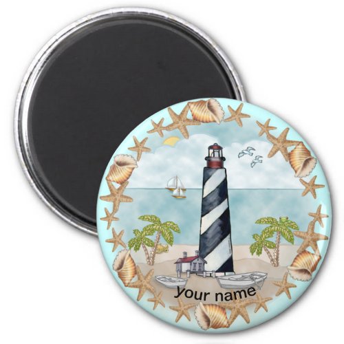Florida Shells Lighthouse custom name magnet