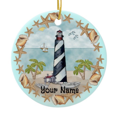 Florida Shells Lighthouse Ornament