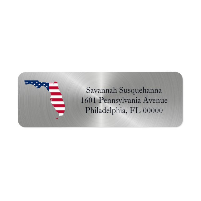 Florida Silver State American Flag Patriotic Label (Front)