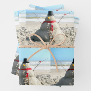Florida Snowman and Elf - Wrapping Paper Sheets
