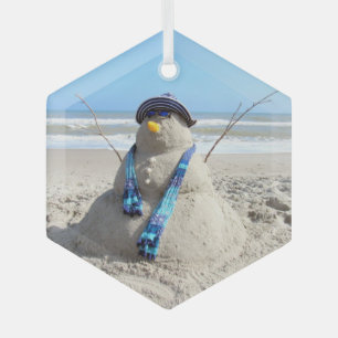 Florida Snowman - Beach Christmas Ornament