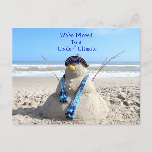 Florida Snowman _ Beach _ New Address Post Card