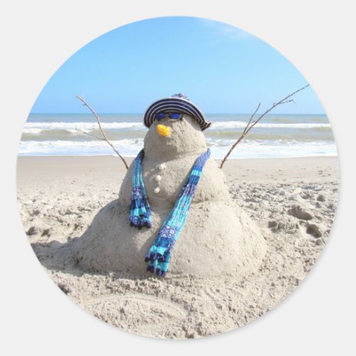 Florida Snowman_ Beach  Sand Sculpture Stickers