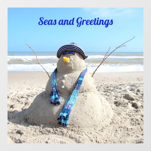 Florida Snowman - Beach Sculpture Window Cling (Sheet)