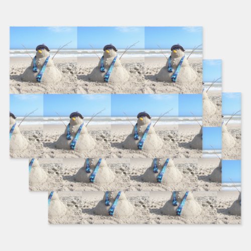 Florida Snowman _ Beach _  Wrapping Paper Sheets