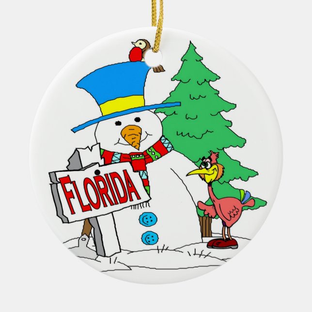 Florida Snowman Ceramic Ornament (Front)