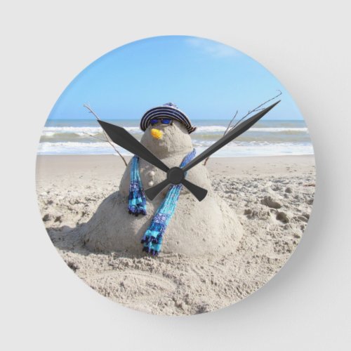 Florida Snowman Clock _ Beach Sand Sculpture