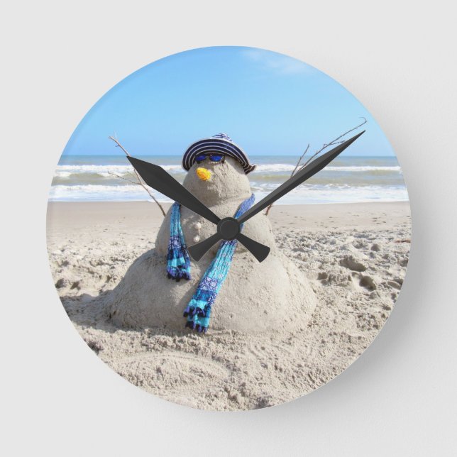 Florida "Snowman" Clock - Beach, Sand Sculpture (Front)