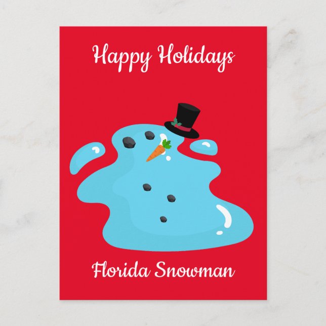 Florida Snowman Holiday Christmas Postcard (Front)