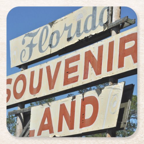 Florida Souvenir Land sign reusable Square Paper Coaster