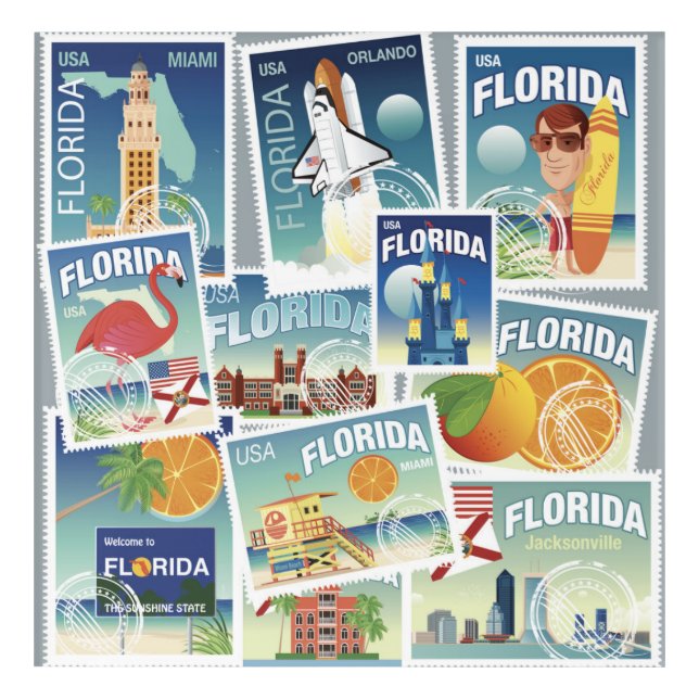 Florida Stamps Acrylic Print (Front)