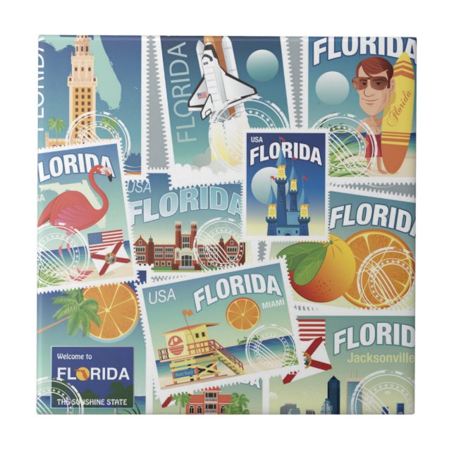 Florida Stamps Ceramic Tile (Front)