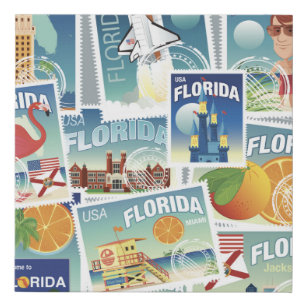 Florida Stamps Faux Canvas Print