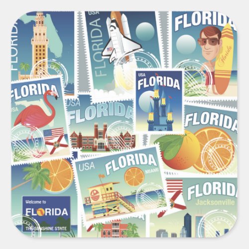 Florida Stamps Square Sticker