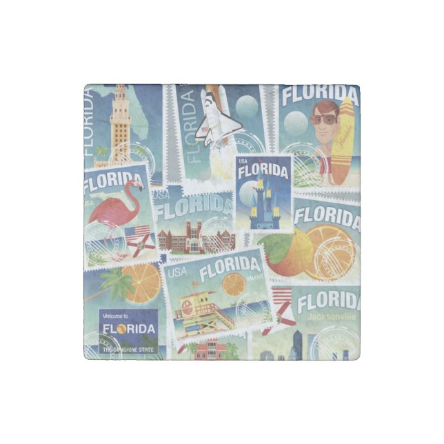 Florida Stamps Stone Magnet (Front)
