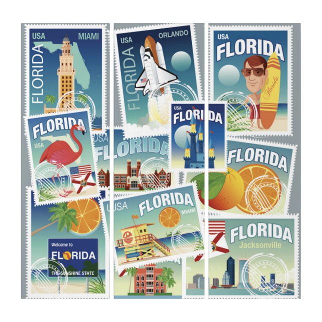 Florida Stamps Triptych (Front)
