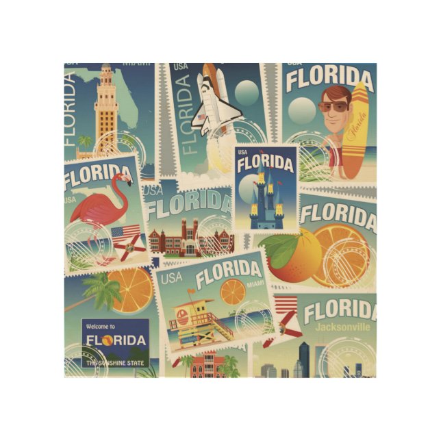 Florida Stamps Wood Wall Art (Front)