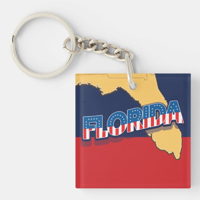 Florida stars and Stripes map Keychain (Front)