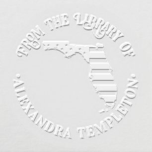 Florida Stars Stripes State Map Library Book Name Embosser