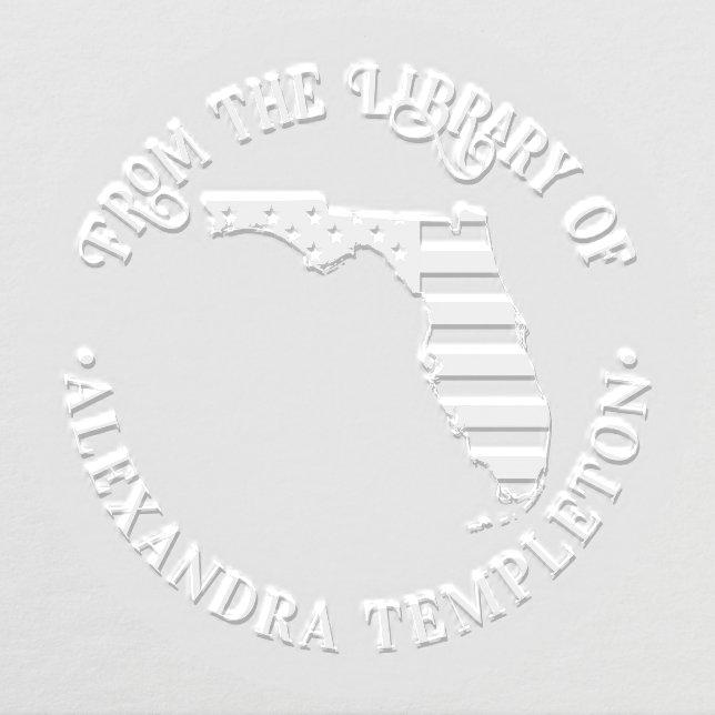 Florida Stars Stripes State Map Library Book Name Embosser (Design)