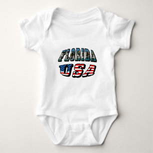Florida State and USA Flag Text Baby Bodysuit