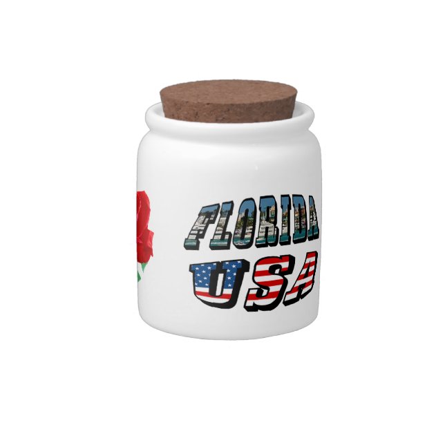Florida State and USA Flag Text Candy Jar (Right)