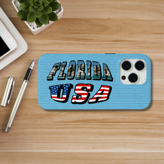 Florida State and USA Flag Text iPhone 15 Pro Max Case