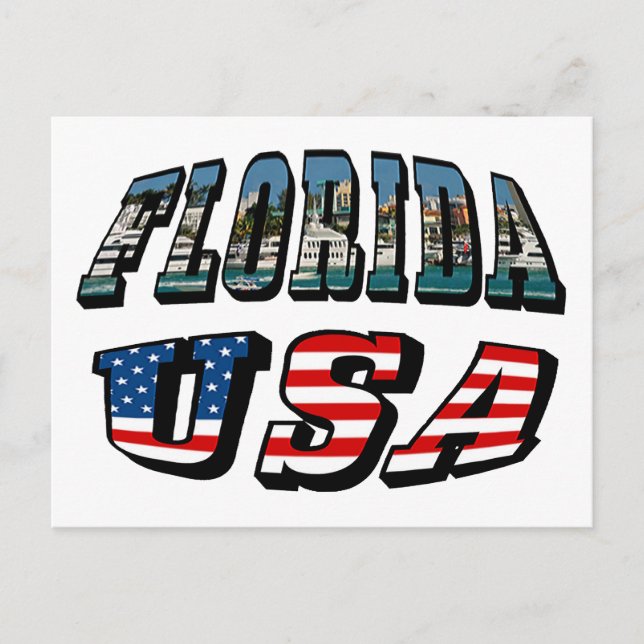 Florida State and USA Flag Text Postcard (Front)