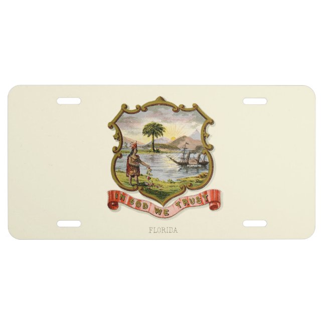 Florida state coat of arms (1876) license plate (Front)