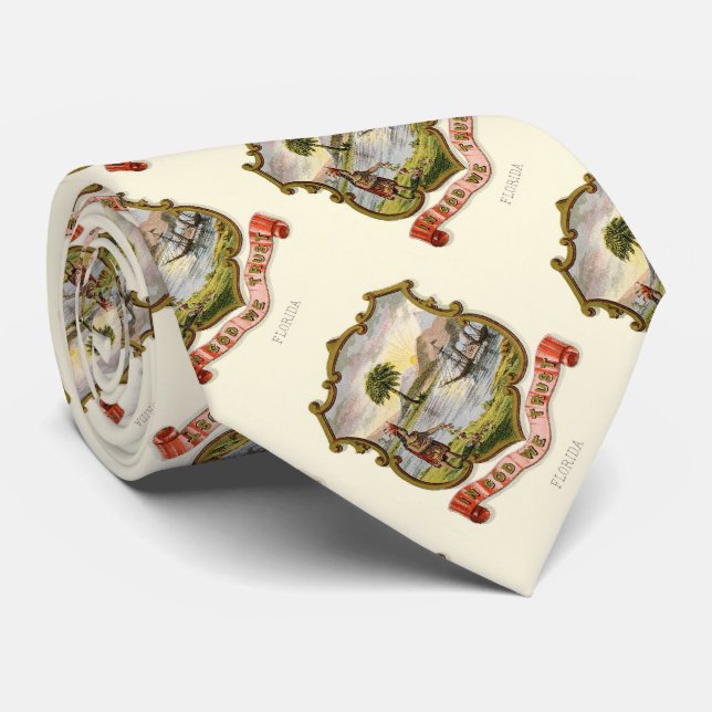 Florida state coat of arms (1876) neck tie (Rolled)