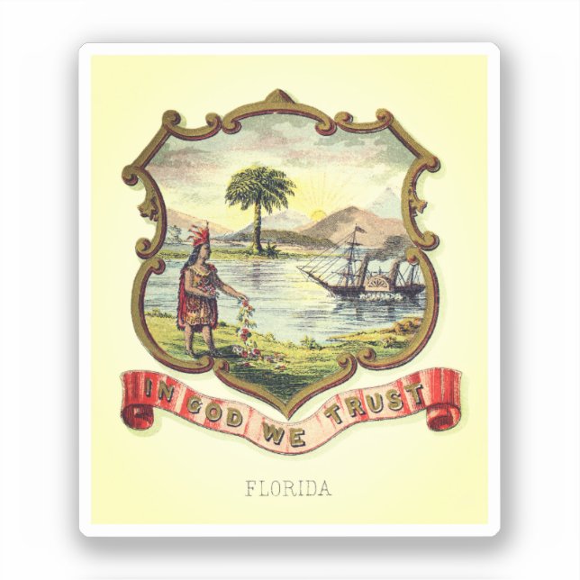 Florida state coat of arms (1876) sticker (Front)
