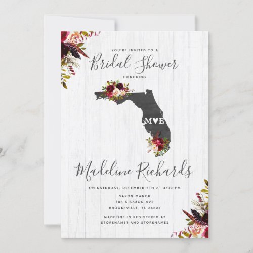 Florida State Destination Bridal Shower Invitation
