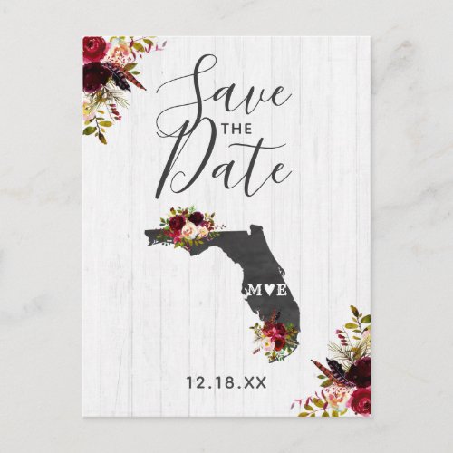 Florida State Destination Rustic Save the Date Announcement Postcard