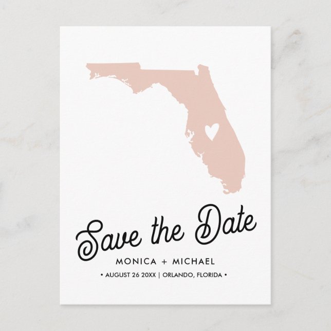 FLORIDA State Destination Wedding  ANY COLOR!  Announcement Postcard (Front)